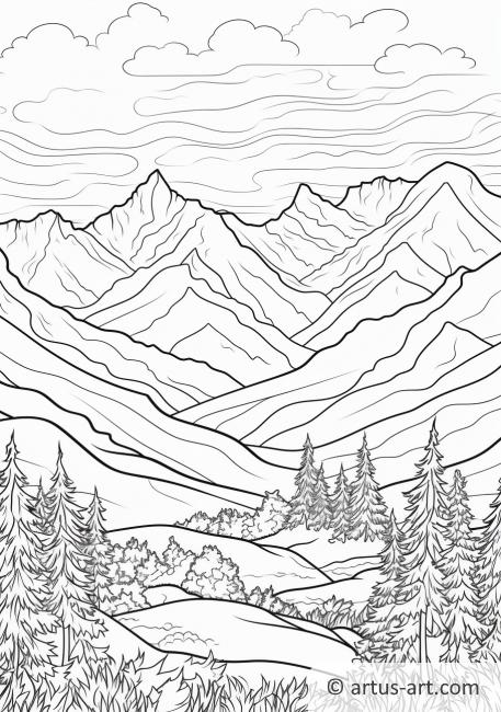 Página para Colorir de Encostas de Montanha